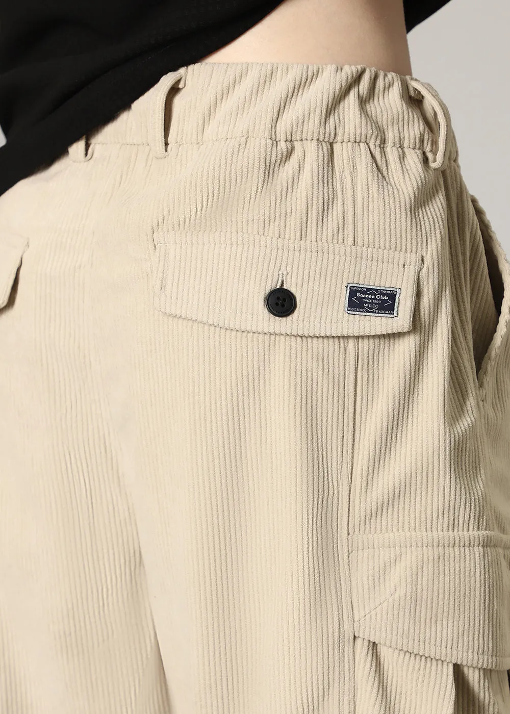 Cream Pocket Cargo Corduroy Pant