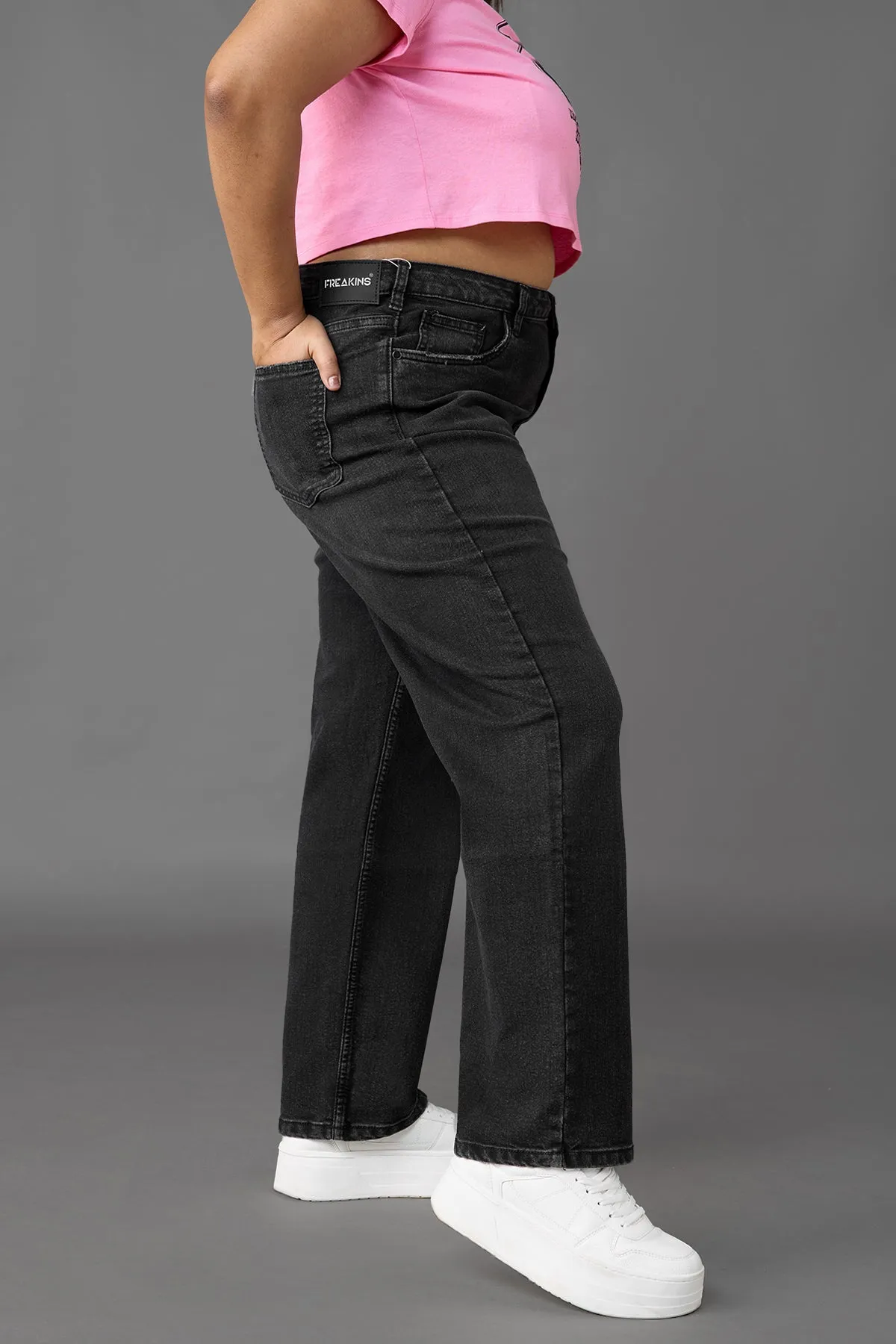 Curve Charcoal Straight Jeans