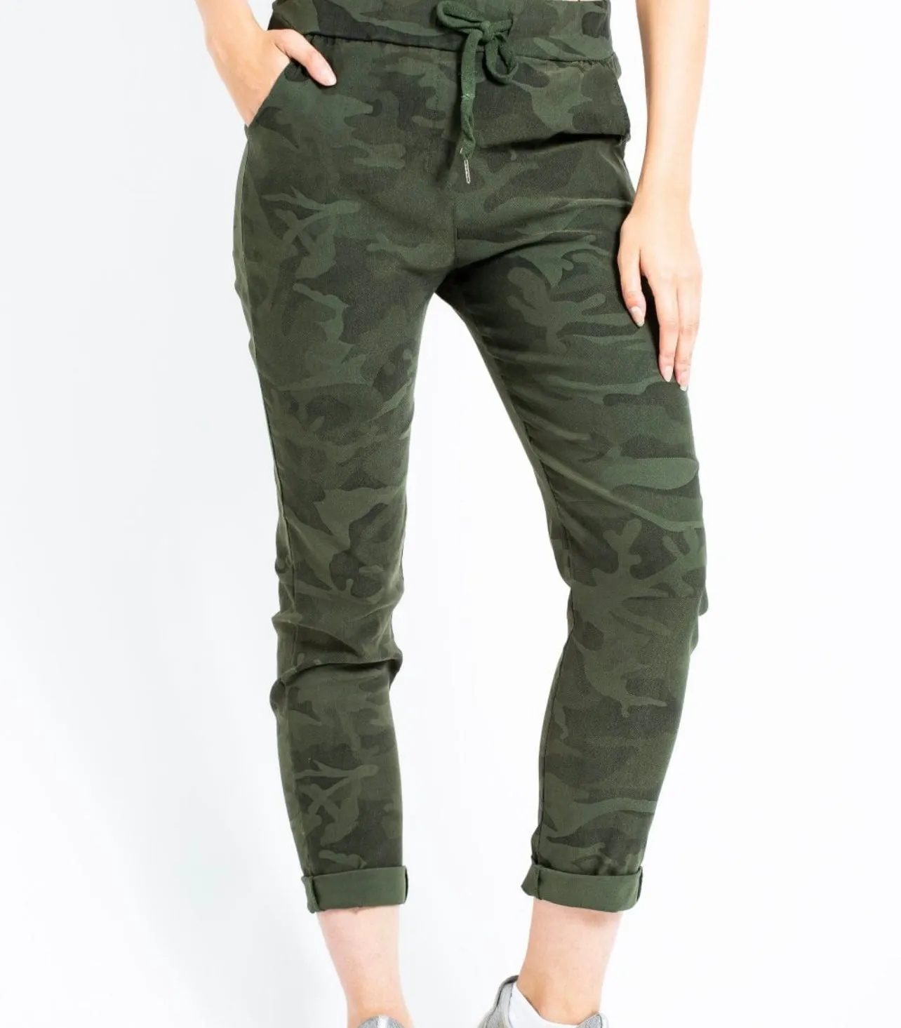 Curvy Magic Camo Trousers - Khaki