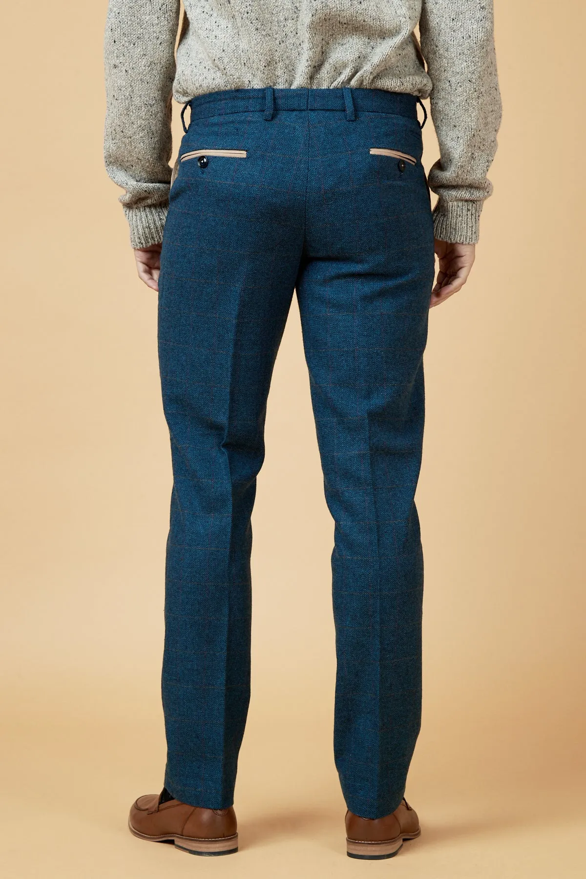 DION - Blue Tweed Check Trousers