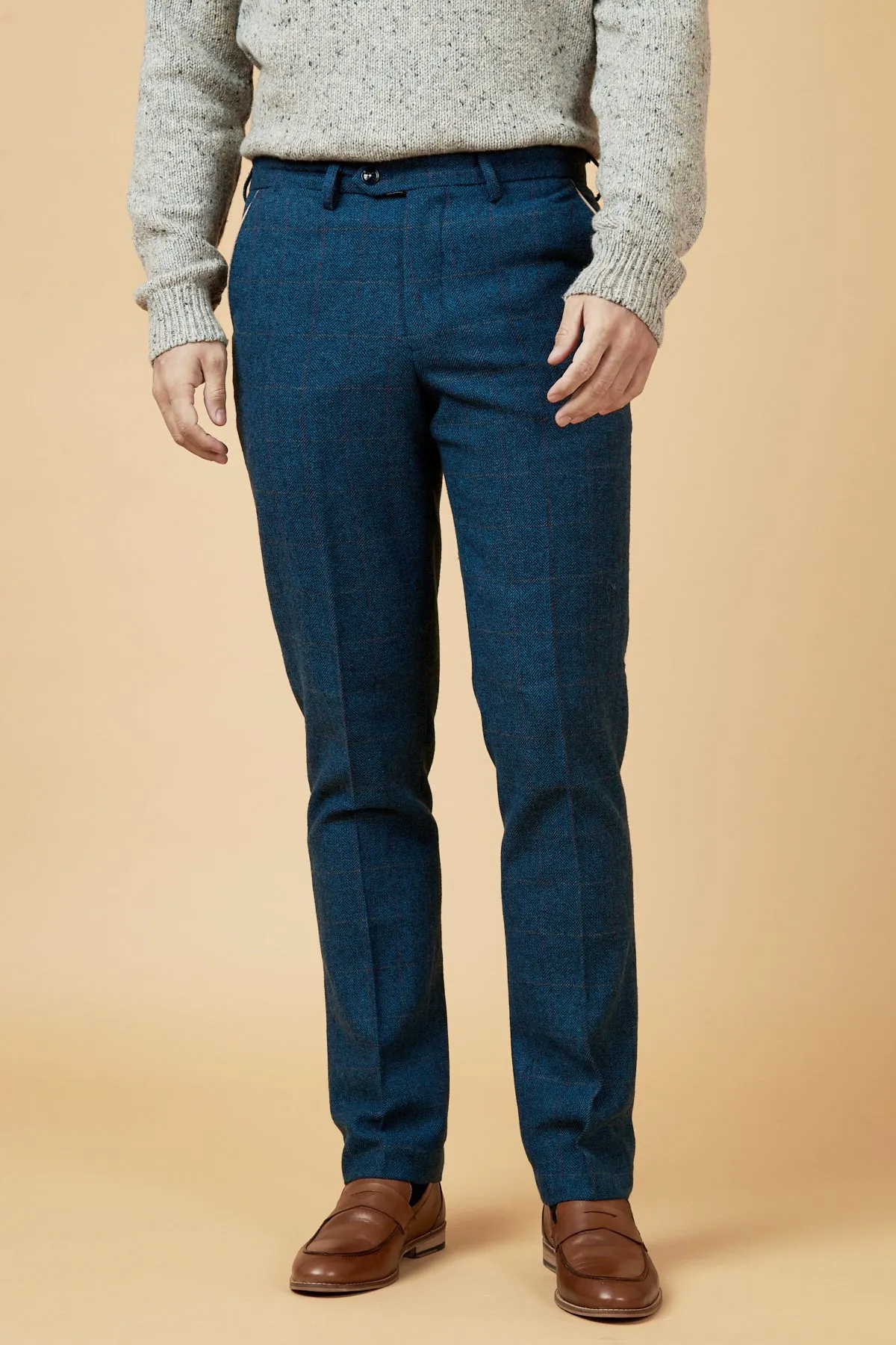 DION - Blue Tweed Check Trousers