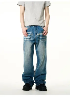 Distressed Lightning Pattern Jeans