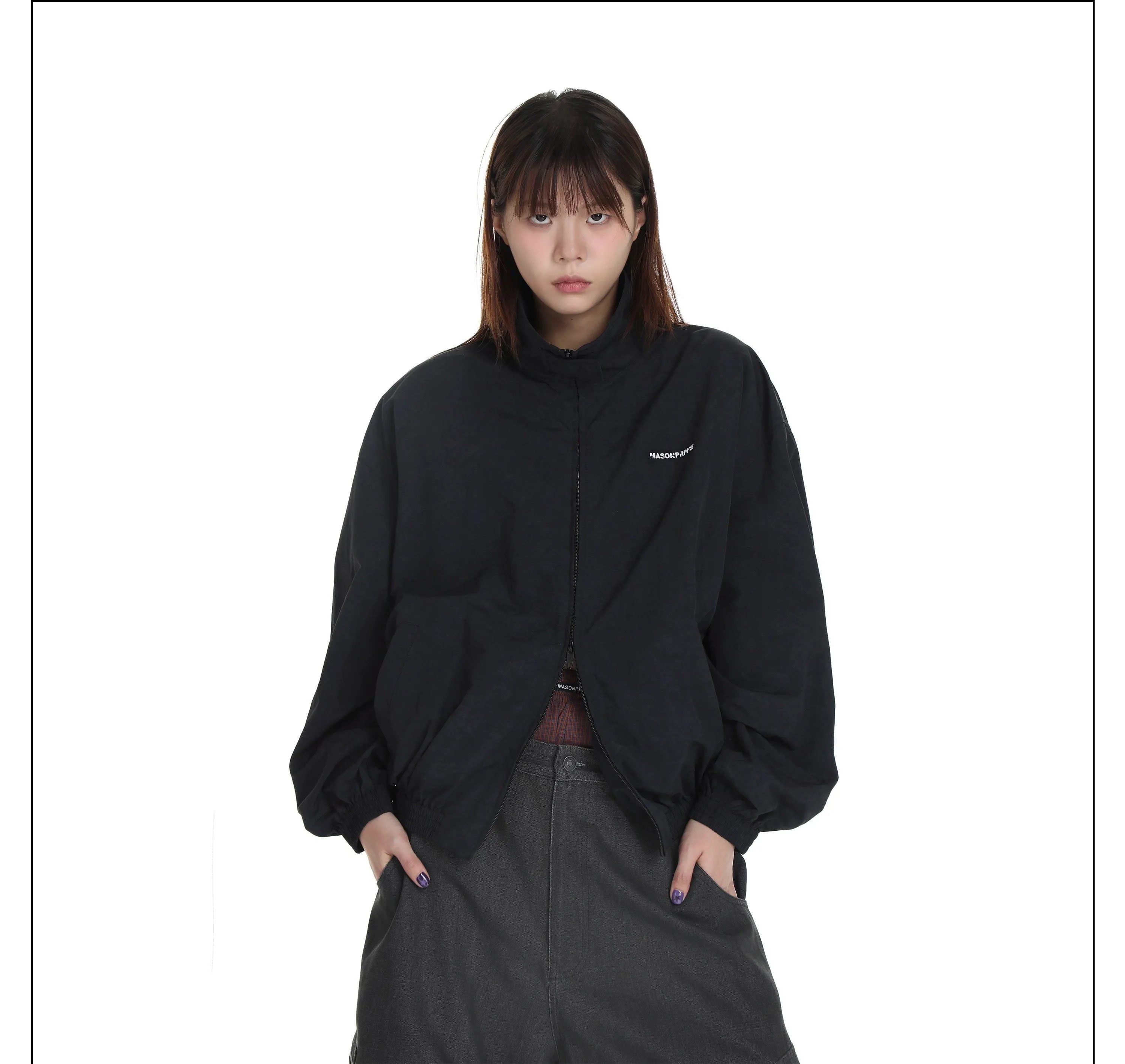 Drawstring  Zip-Up  Jacket & Track Pants Set