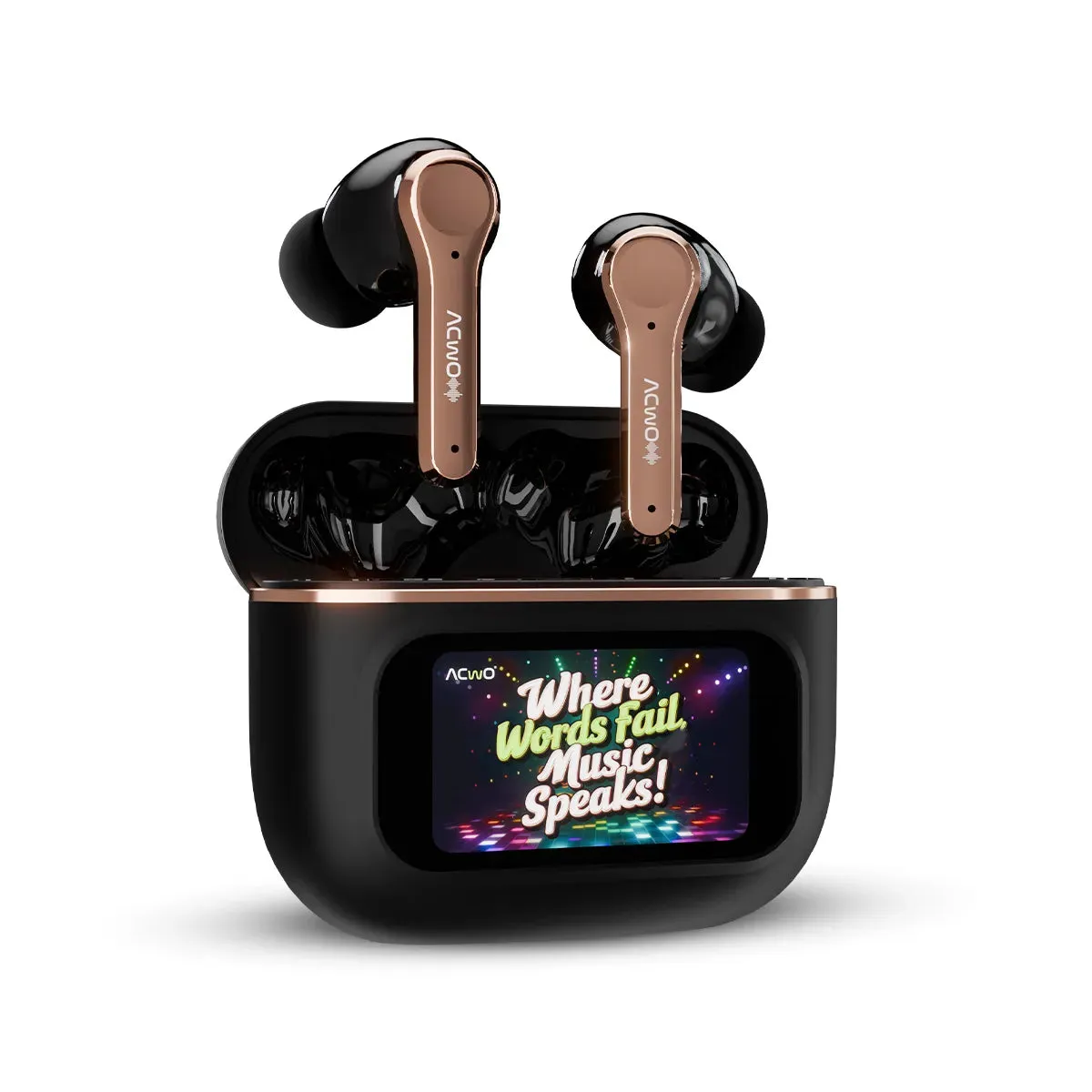 DwOTS Touch : Smart Touch Screen Display Black TWS Earbuds