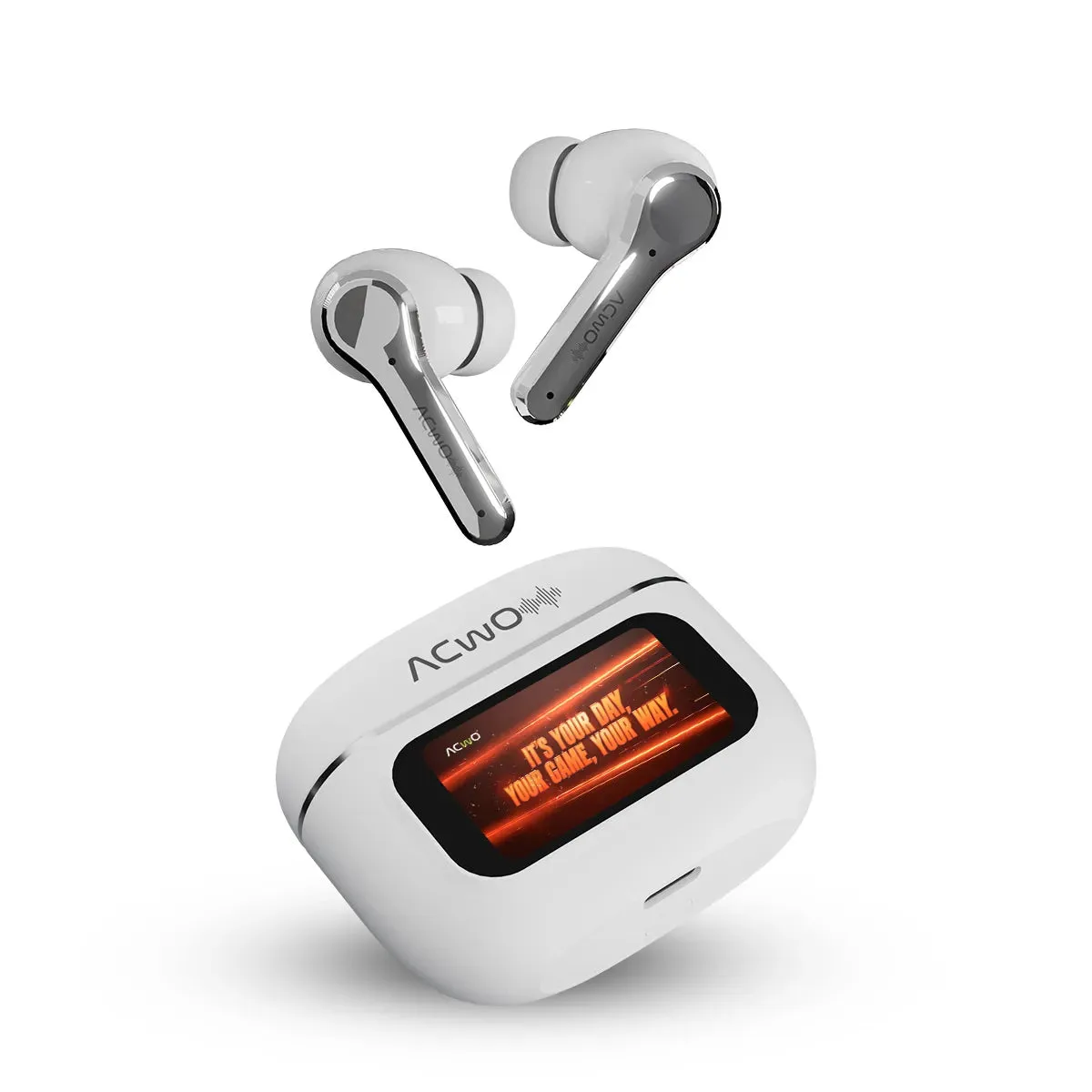 DwOTS Touch : Smart Touch Screen Display Black TWS Earbuds