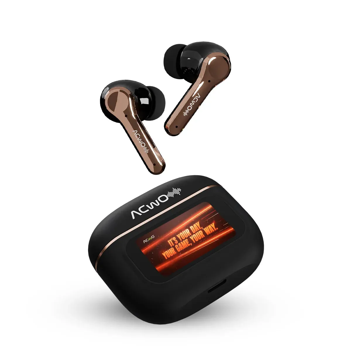 DwOTS Touch : Smart Touch Screen Display Black TWS Earbuds