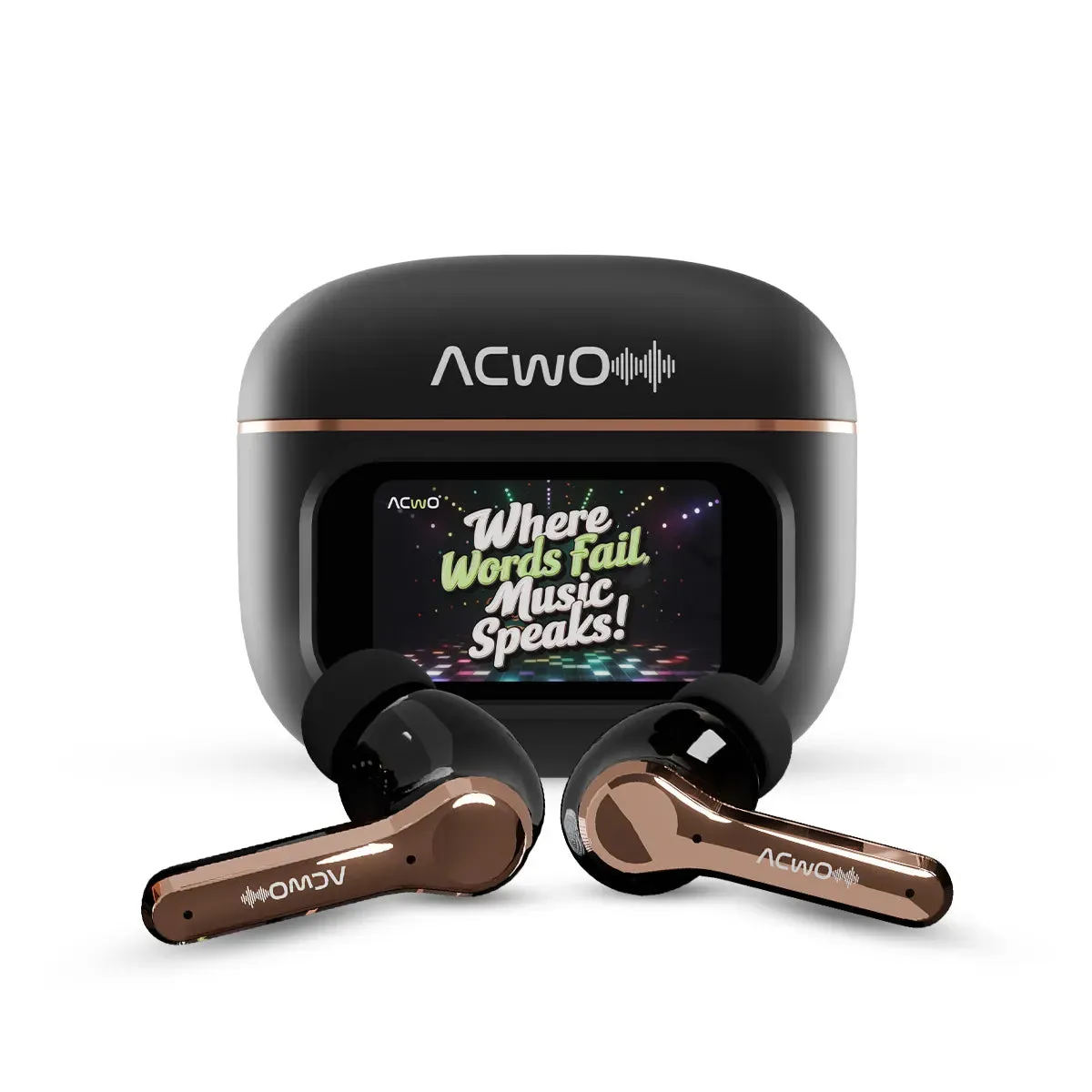 DwOTS Touch : Smart Touch Screen Display Black TWS Earbuds