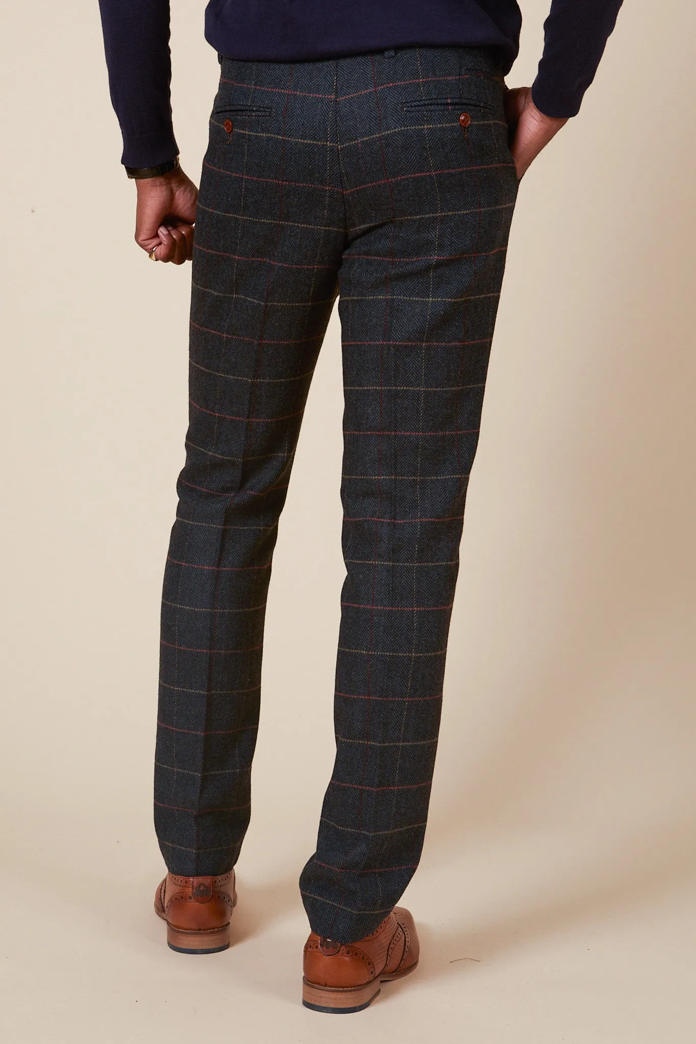 ETON - Navy Blue Tweed Check Trousers