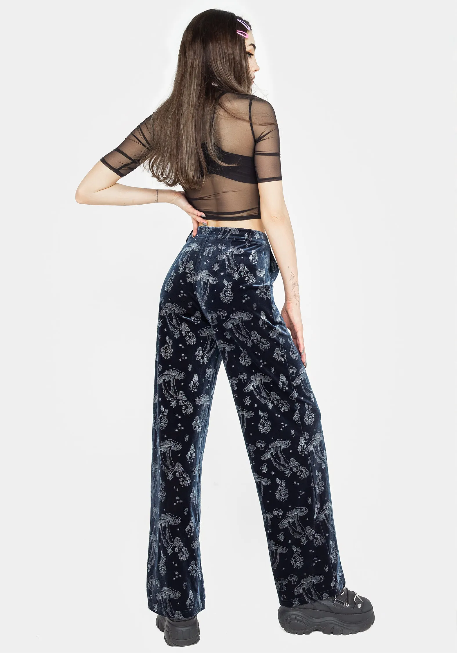 Faefire Foil Print Velour Wide Leg Trousers