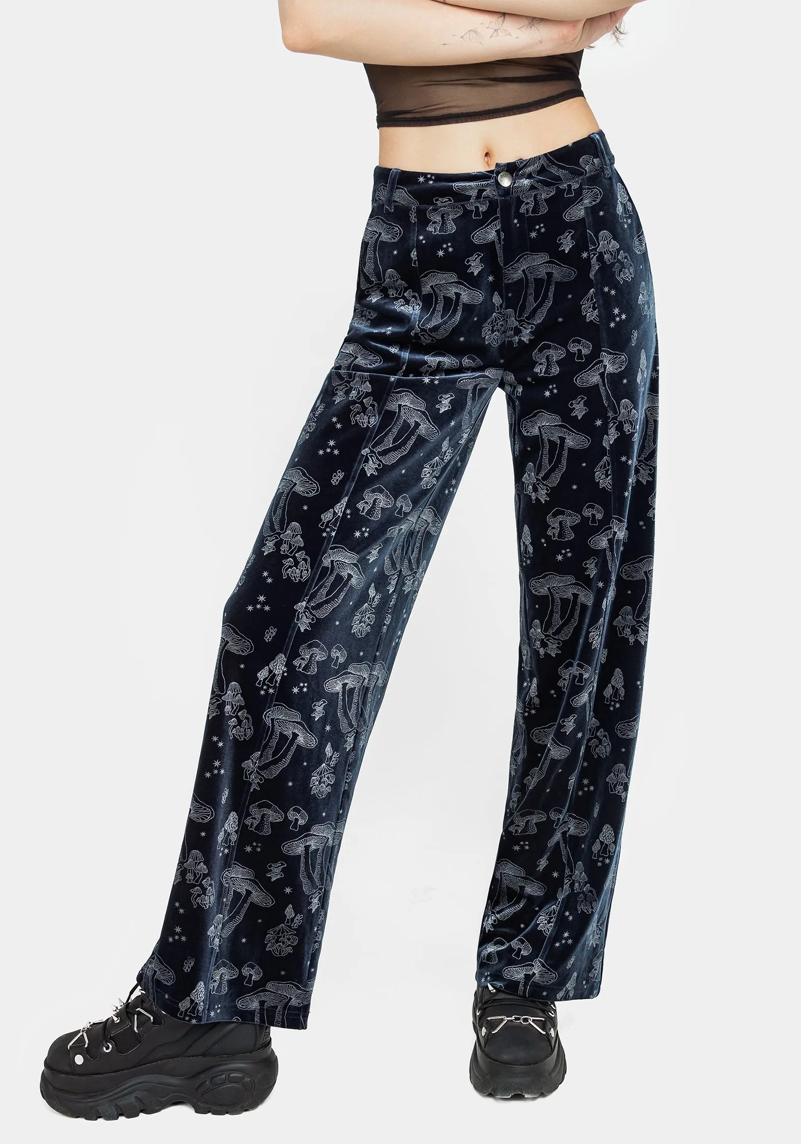 Faefire Foil Print Velour Wide Leg Trousers