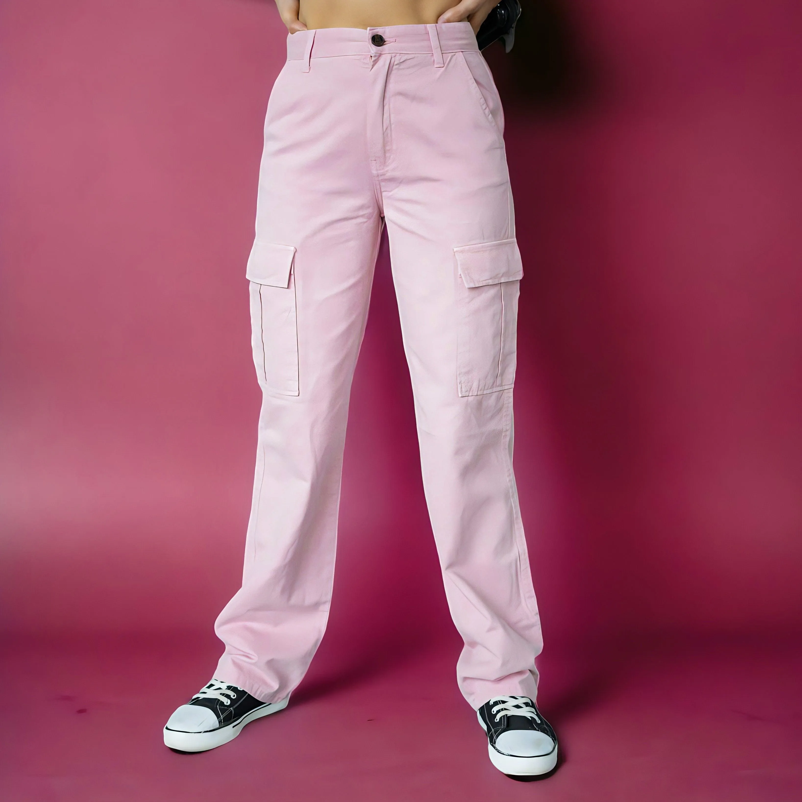 Female Barbie Pink Cargo Trousers (6 pockets)