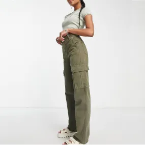 Female Olive Green Cargo Trousers (6 pockets)