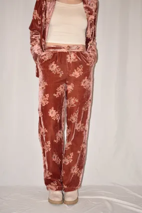 floral velvet trousers