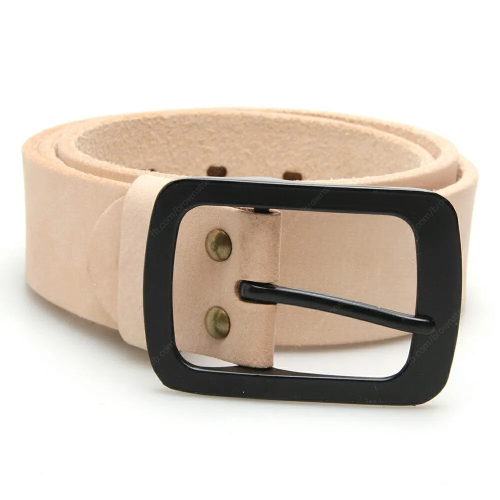 Full Grain Genuine Leather Belt Cowhide (Black Curve Buckle)