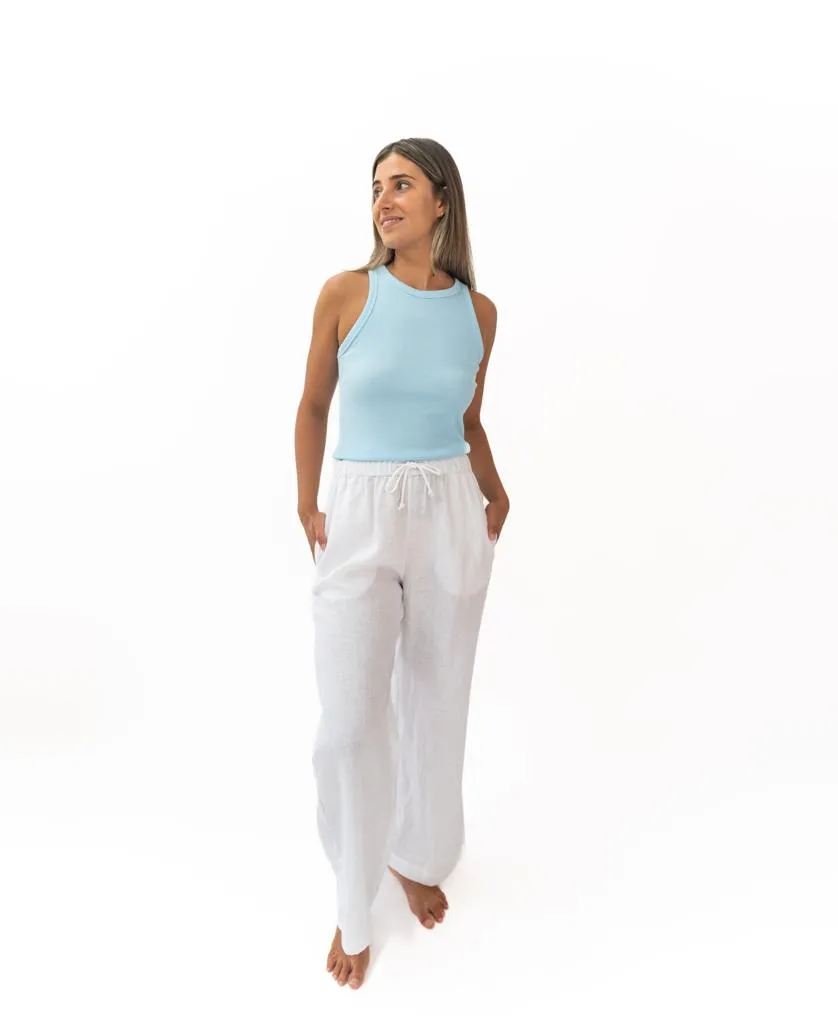 Gigi Linen Pant | White