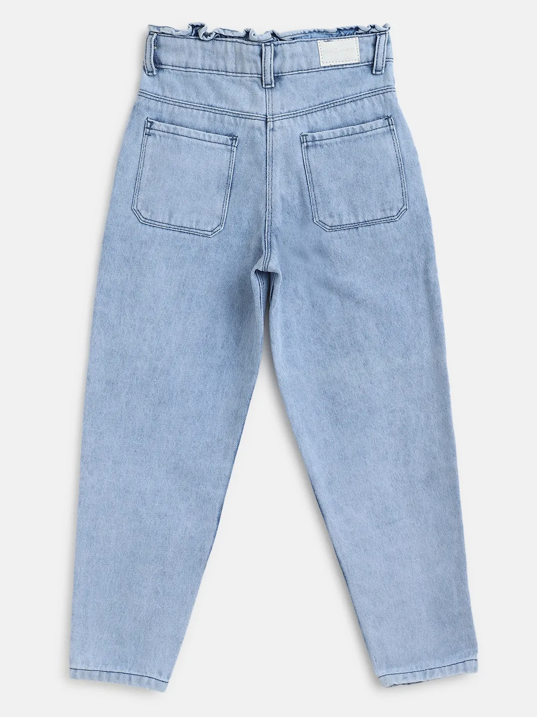 Girls Light Blue Denim Washed Jeans