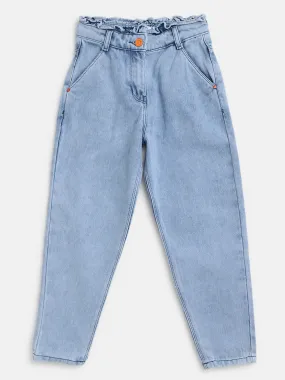 Girls Light Blue Denim Washed Jeans