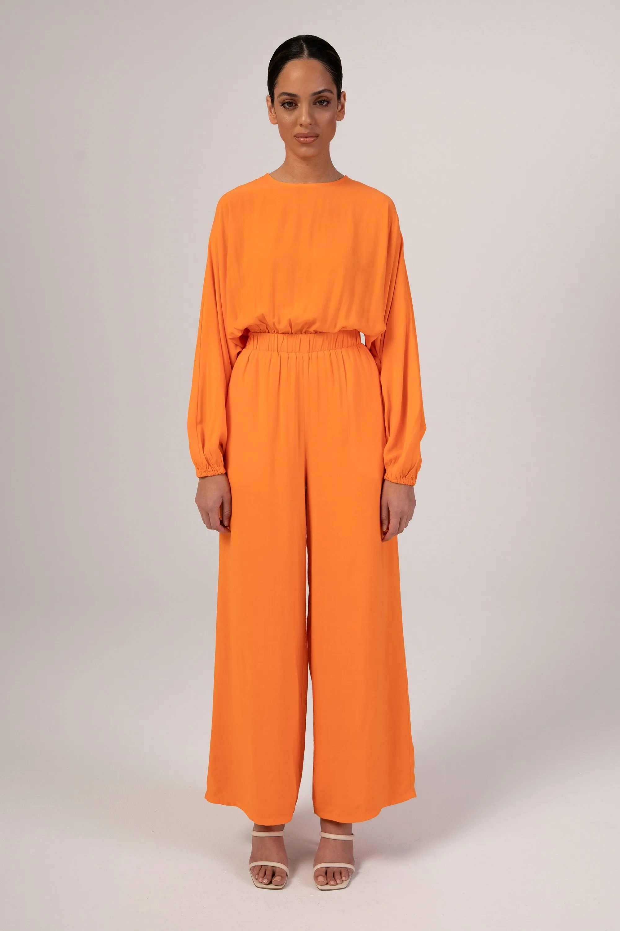 Hafsa Wide Leg Trousers - Muskmelon