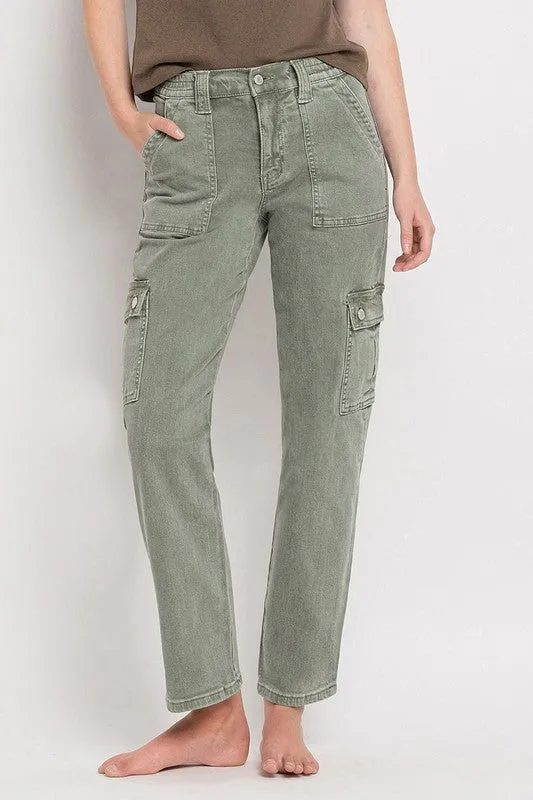 High Rise Cargo Straight Jeans