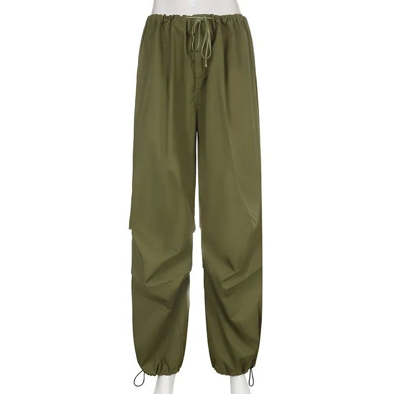 Hiphop Fashion Baggy Boyfriend Cargo Pants Low Rise Trousers