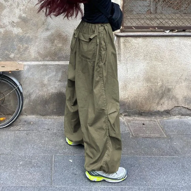 Hiphop Fashion Baggy Boyfriend Cargo Pants Low Rise Trousers