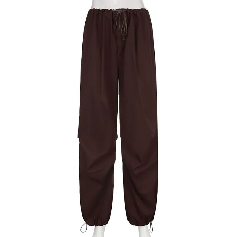 Hiphop Fashion Baggy Boyfriend Cargo Pants Low Rise Trousers