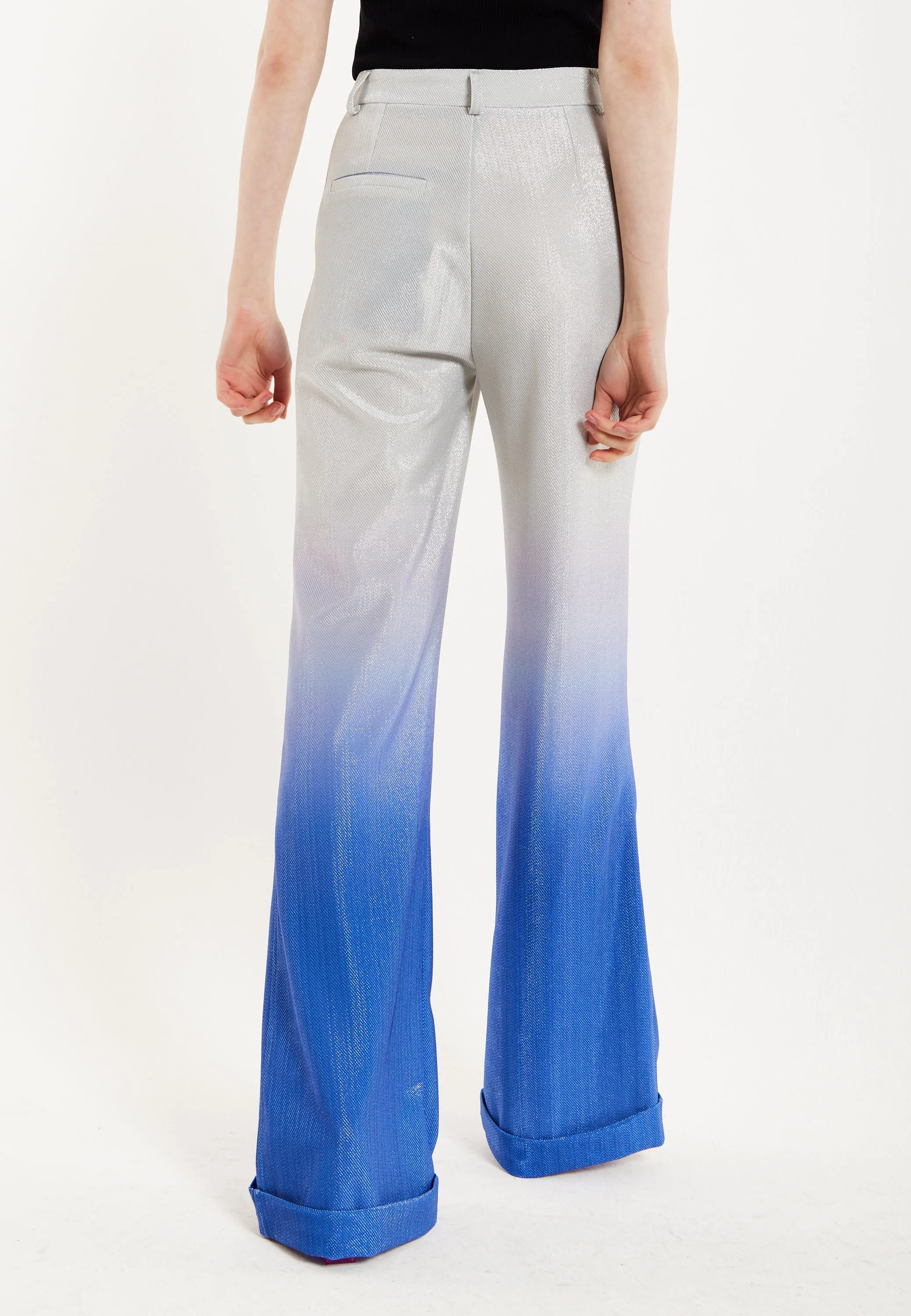 House of Holland Ombre Shimmer Trousers In Blue And Silver