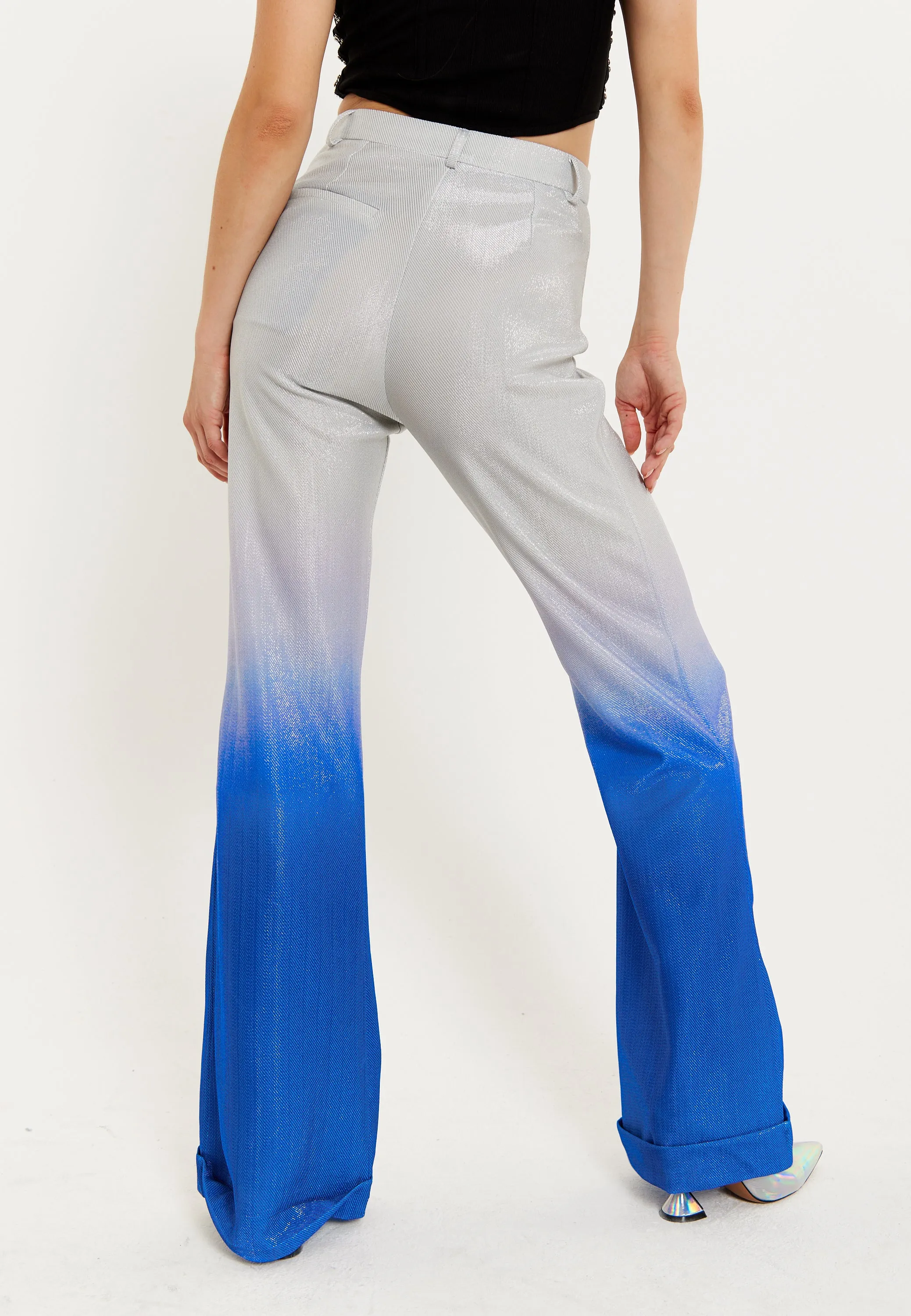 House of Holland Ombre Shimmer Trousers In Blue And Silver