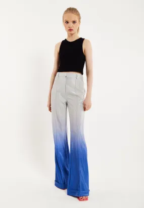 House of Holland Ombre Shimmer Trousers In Blue And Silver