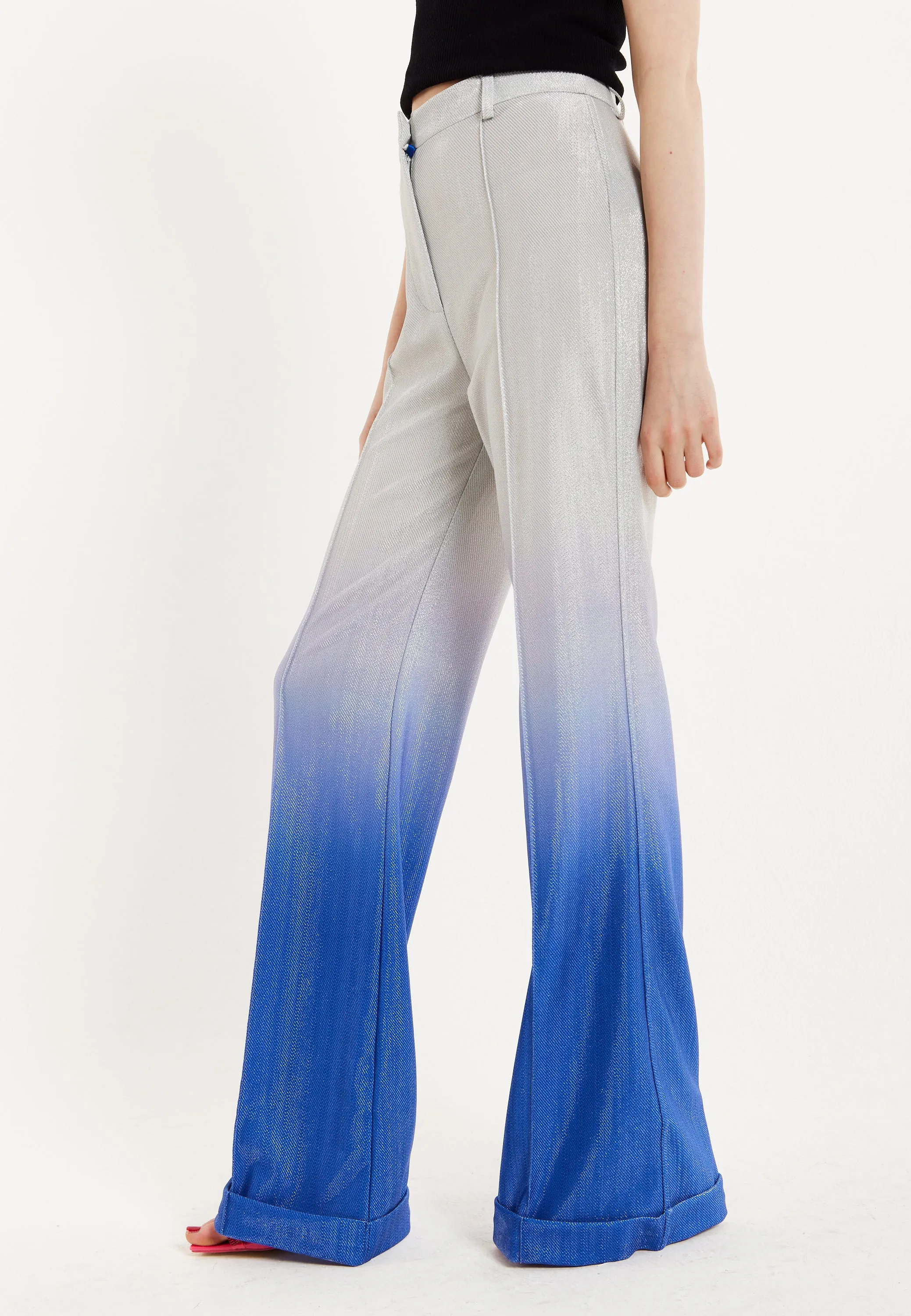 House of Holland Ombre Shimmer Trousers In Blue And Silver