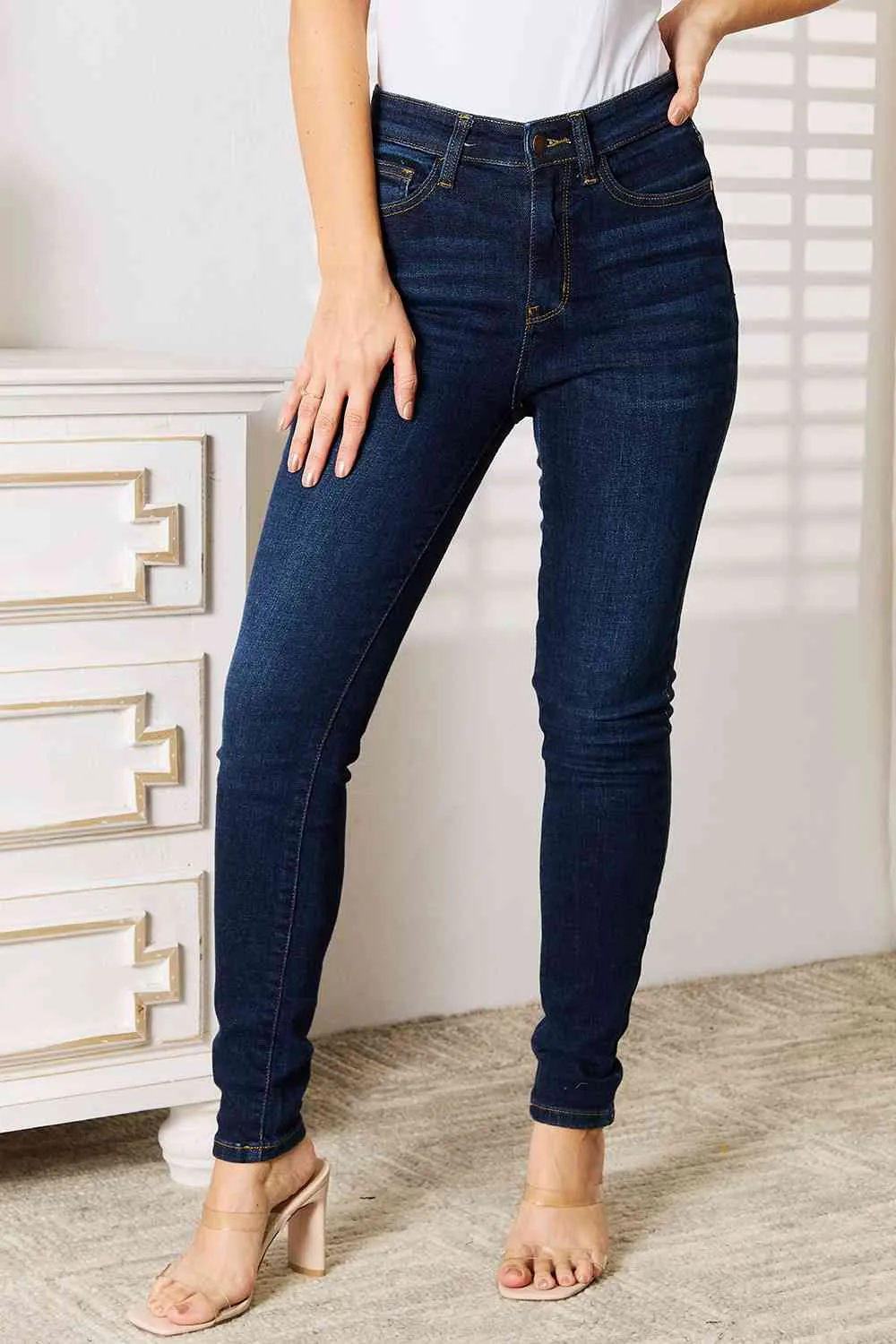 Judy Blue Dark Skinny Jeans with Pockets