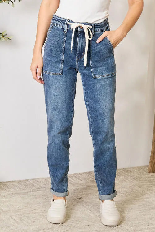 Judy Blue High Waist Drawstring Denim Jeans