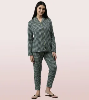 Lazy Pant Set | Cotton Flannel Woven Shirt And Pant Set