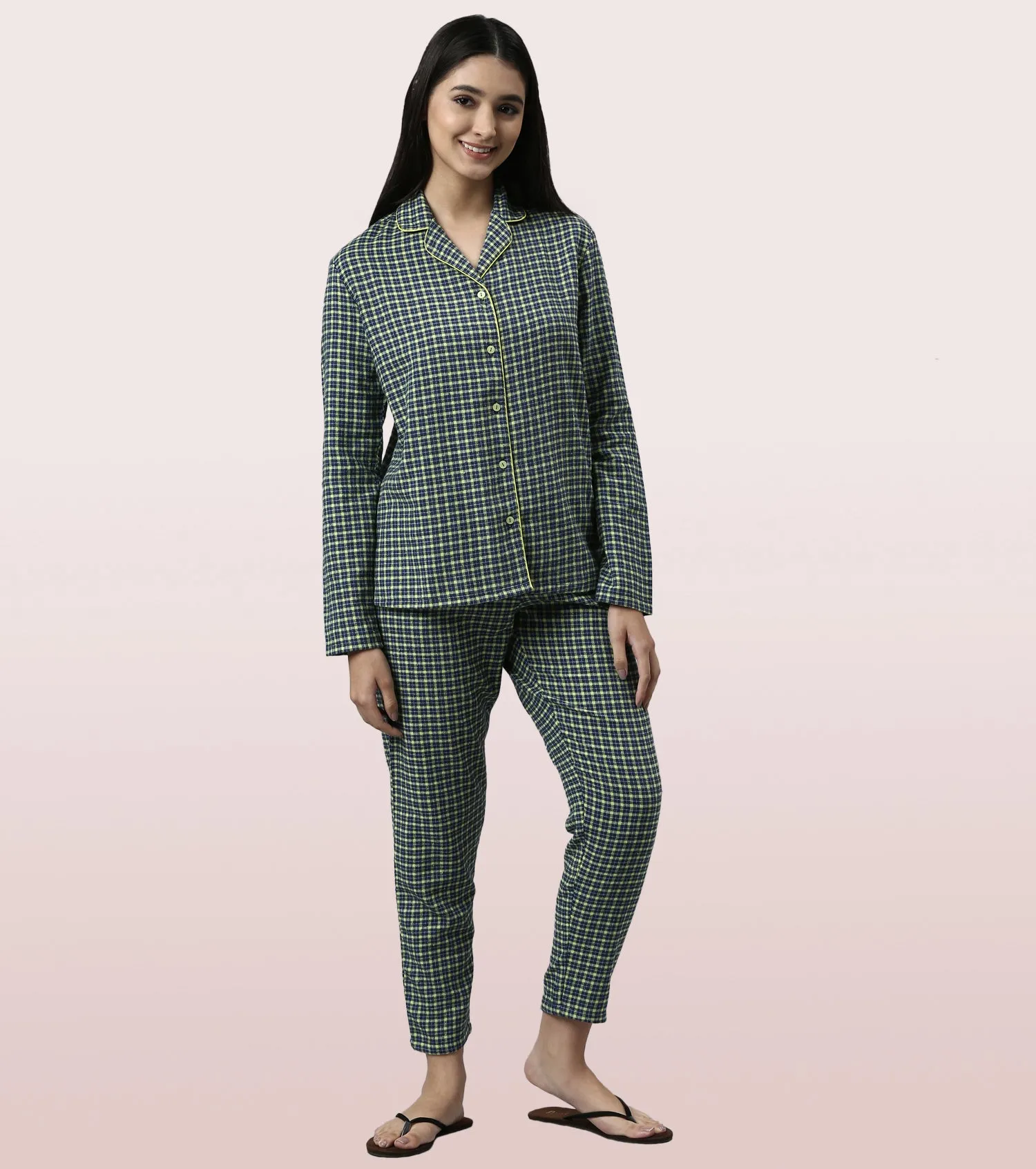 Lazy Pant Set | Cotton Flannel Woven Shirt And Pant Set