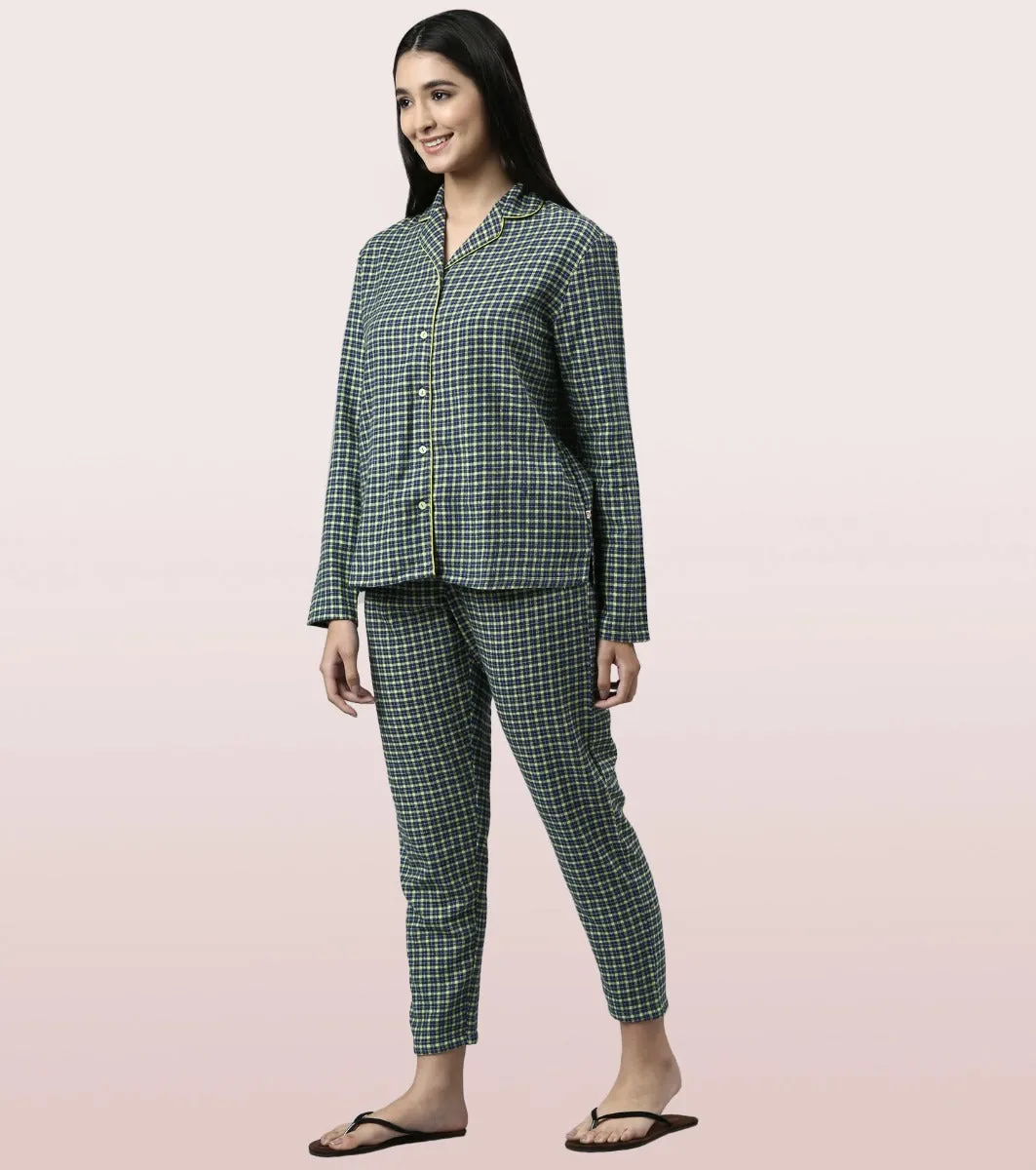 Lazy Pant Set | Cotton Flannel Woven Shirt And Pant Set