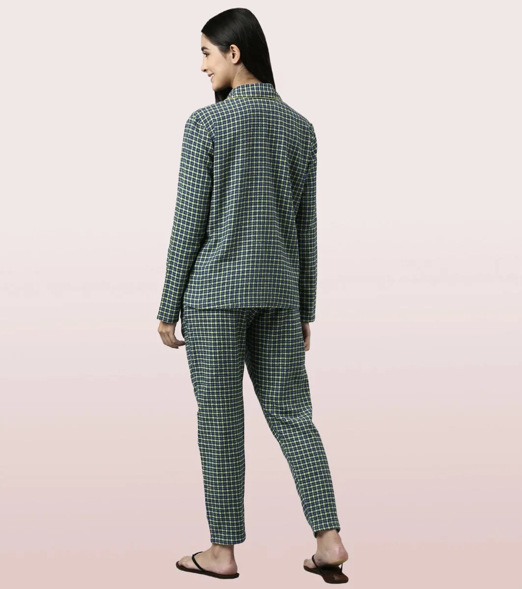 Lazy Pant Set | Cotton Flannel Woven Shirt And Pant Set