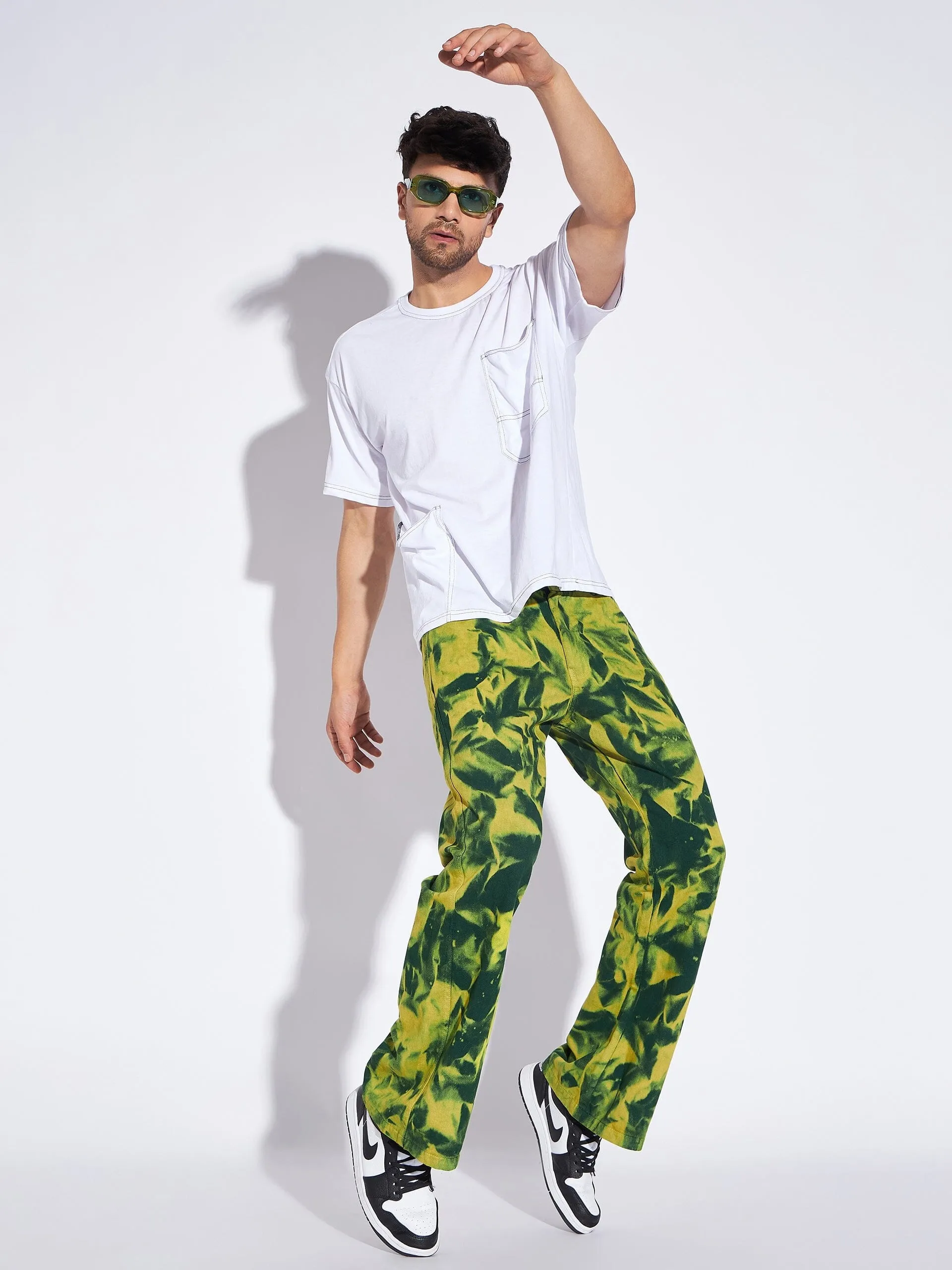 Lemon Tie Dye Flared Trousers