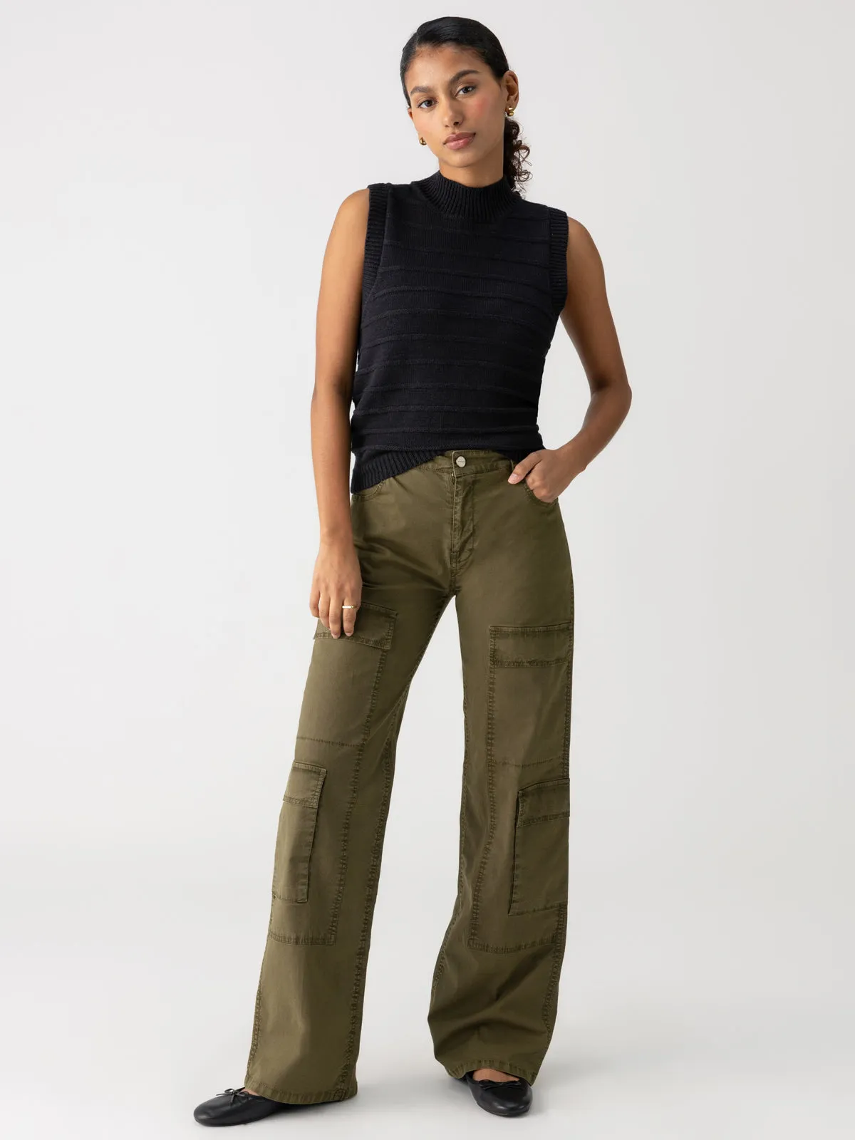 Low Slung Y2K Standard Rise Cargo Pant Mossy Green