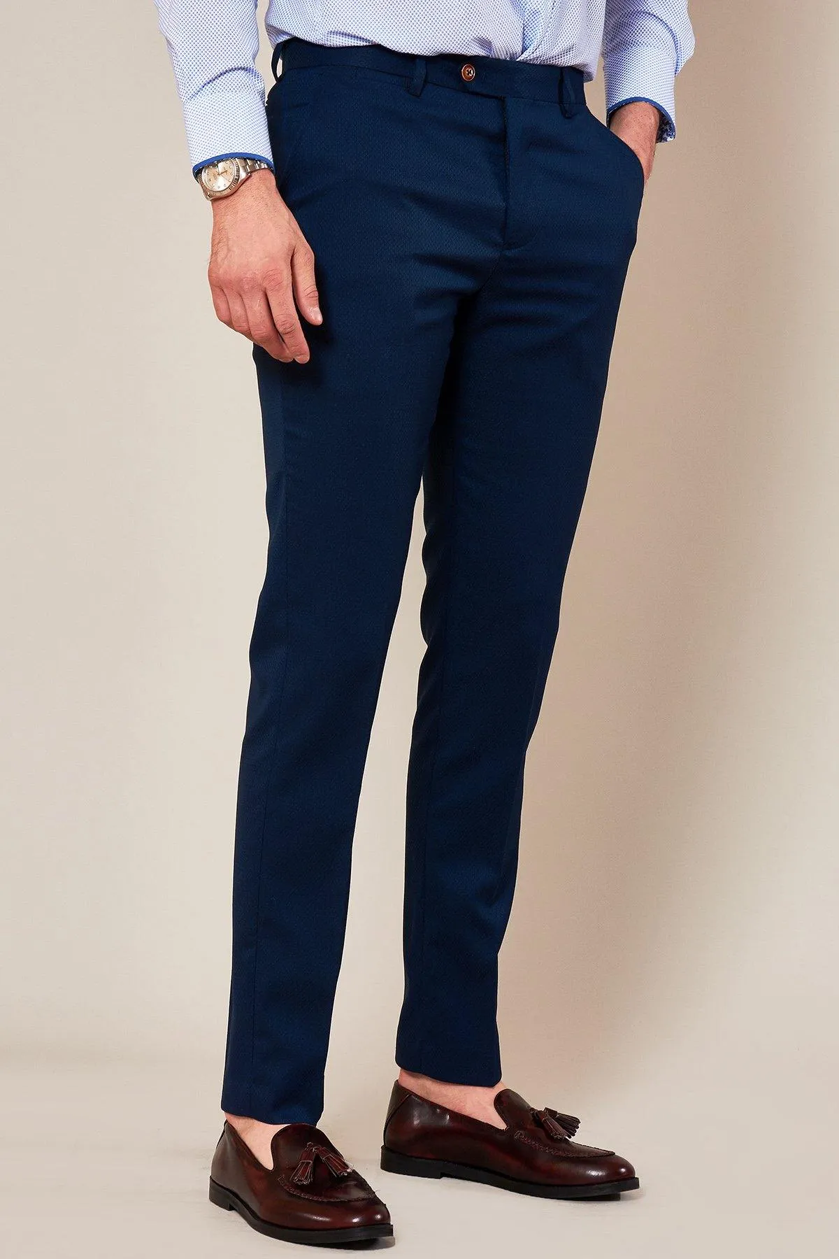 MAX - Skinny Fit Navy Trousers