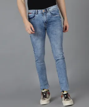 Men's Blue Slim Fit Washed Jeans Stretchable