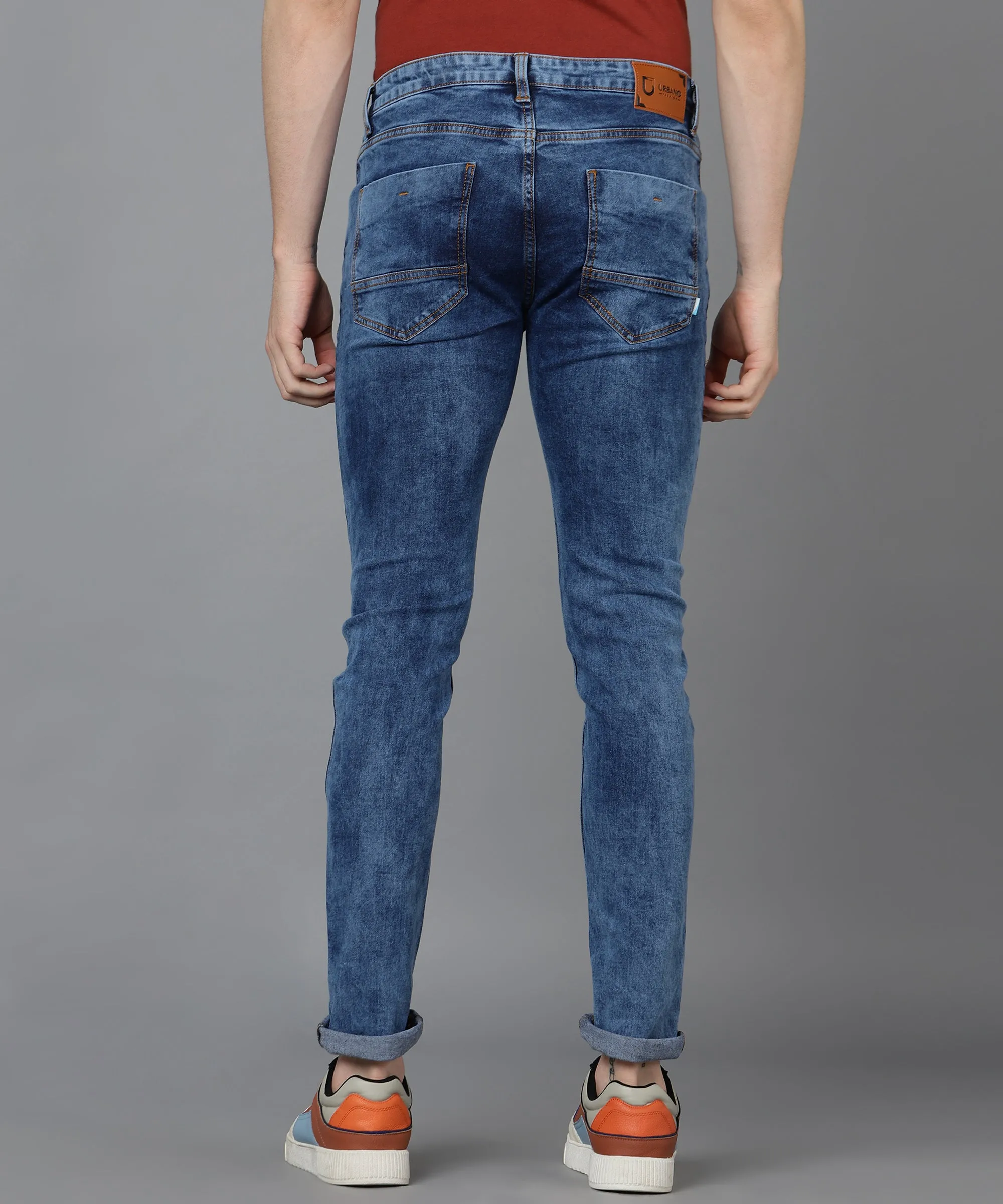 Men's Blue Slim Fit Washed Jeans Stretchable