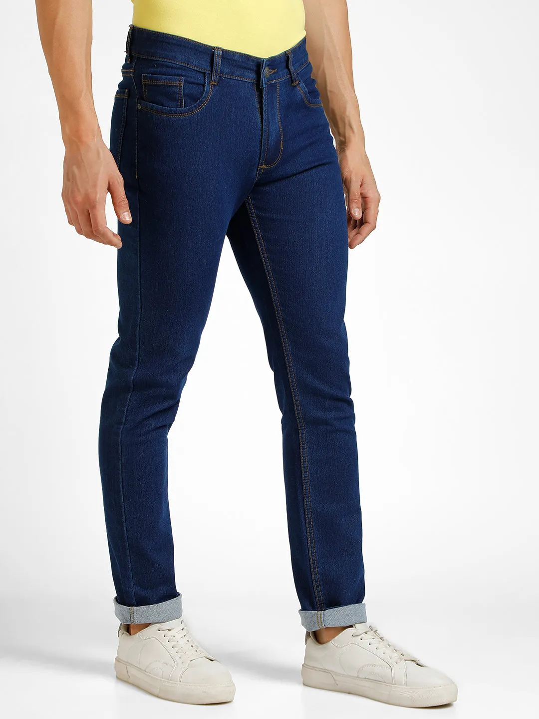 Men's Blue Slim Fit Washed Jeans Stretchable