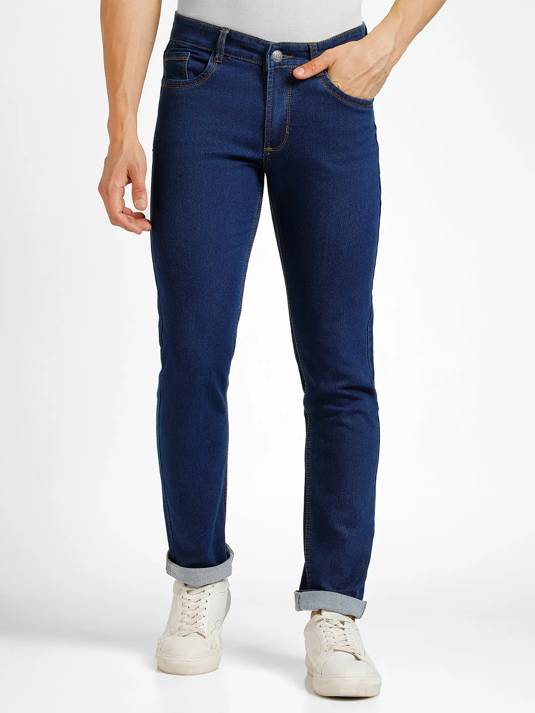 Men's Blue Slim Fit Washed Jeans Stretchable