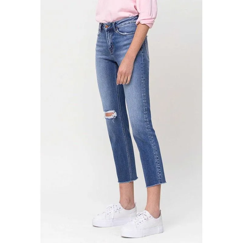 Mid-Rise Straight Crop Jeans