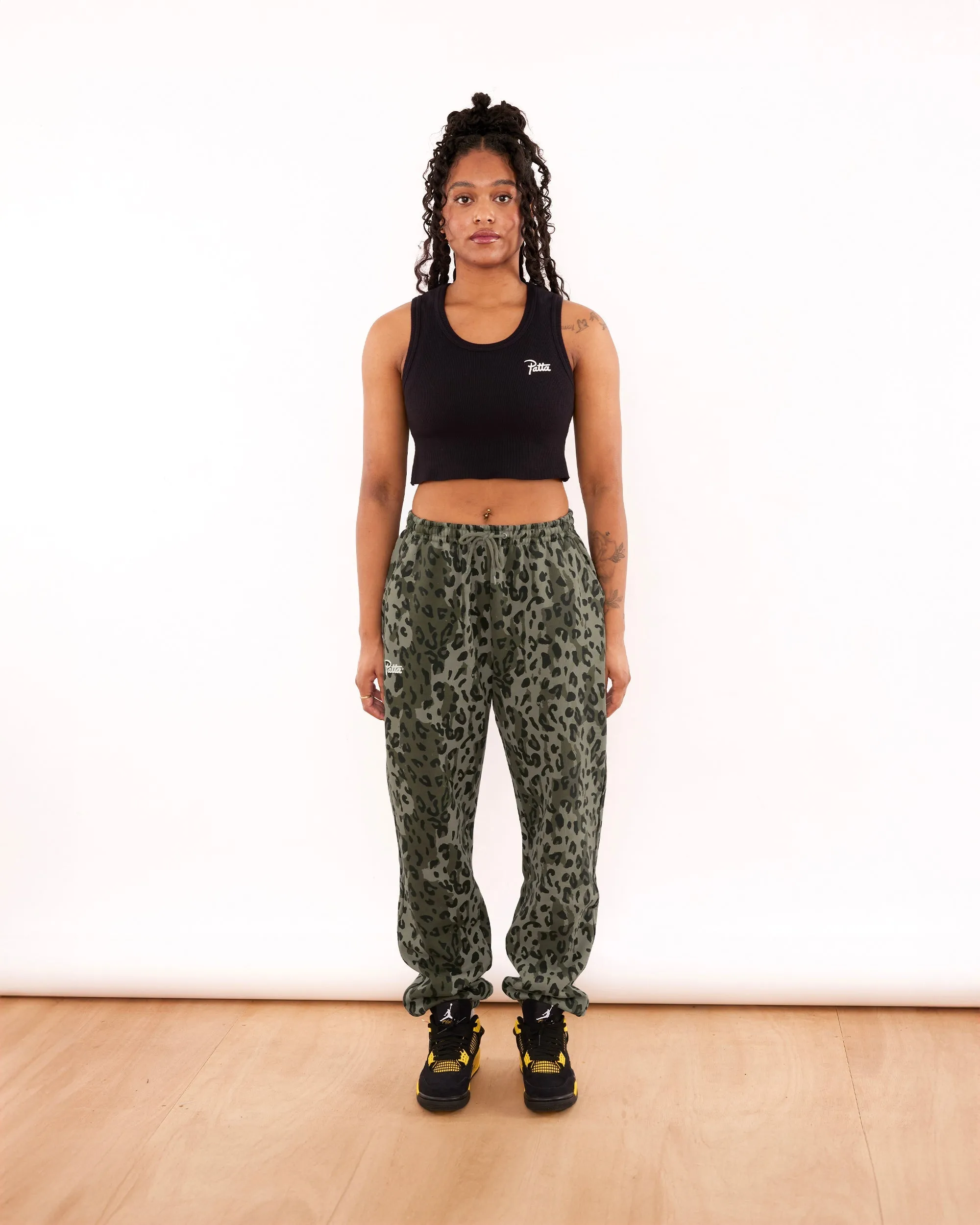 Patta Femme Leopard Jogging Pants (Dusty Olive)