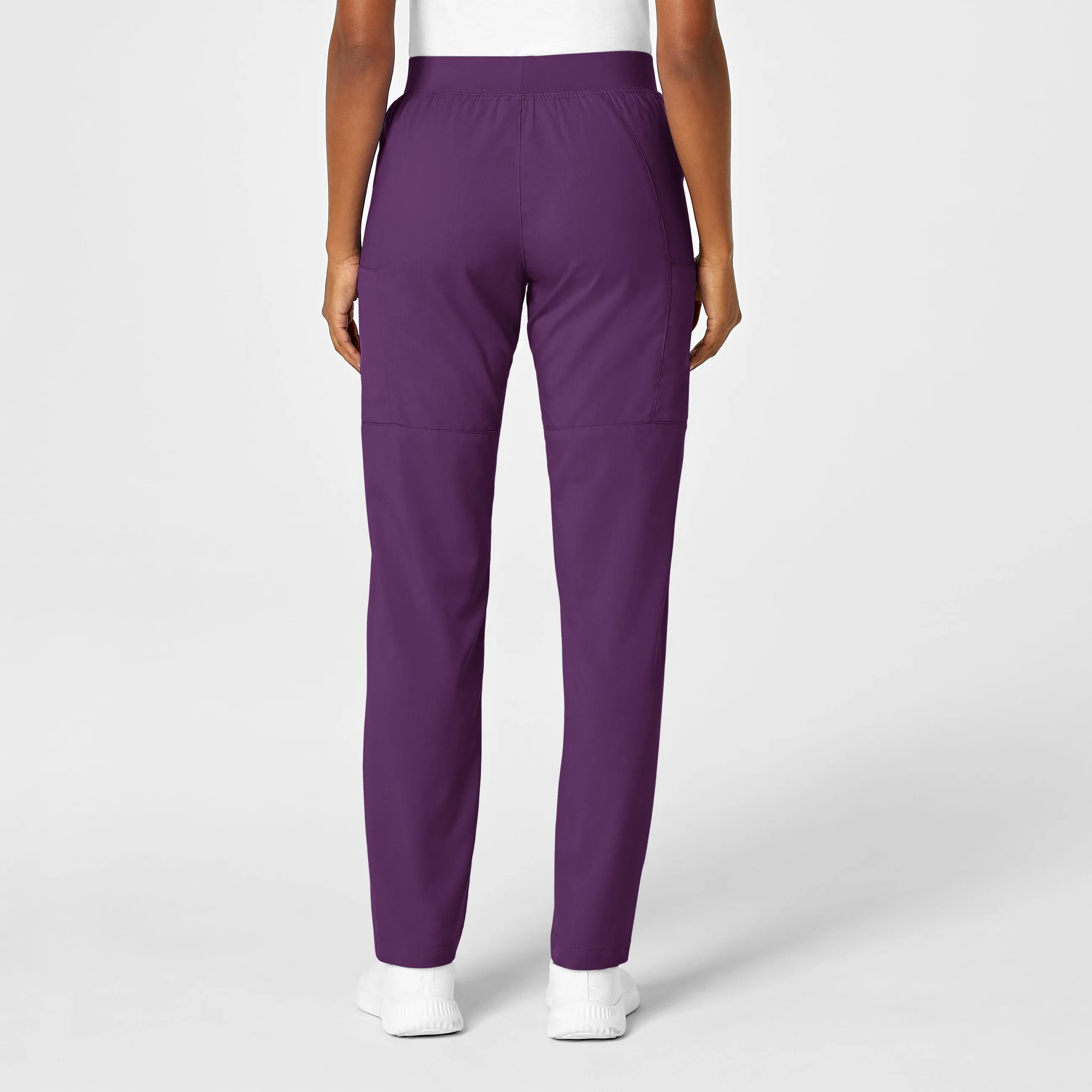 PRO Women's Knit Waist Cargo Scrub Pant - Eggplant