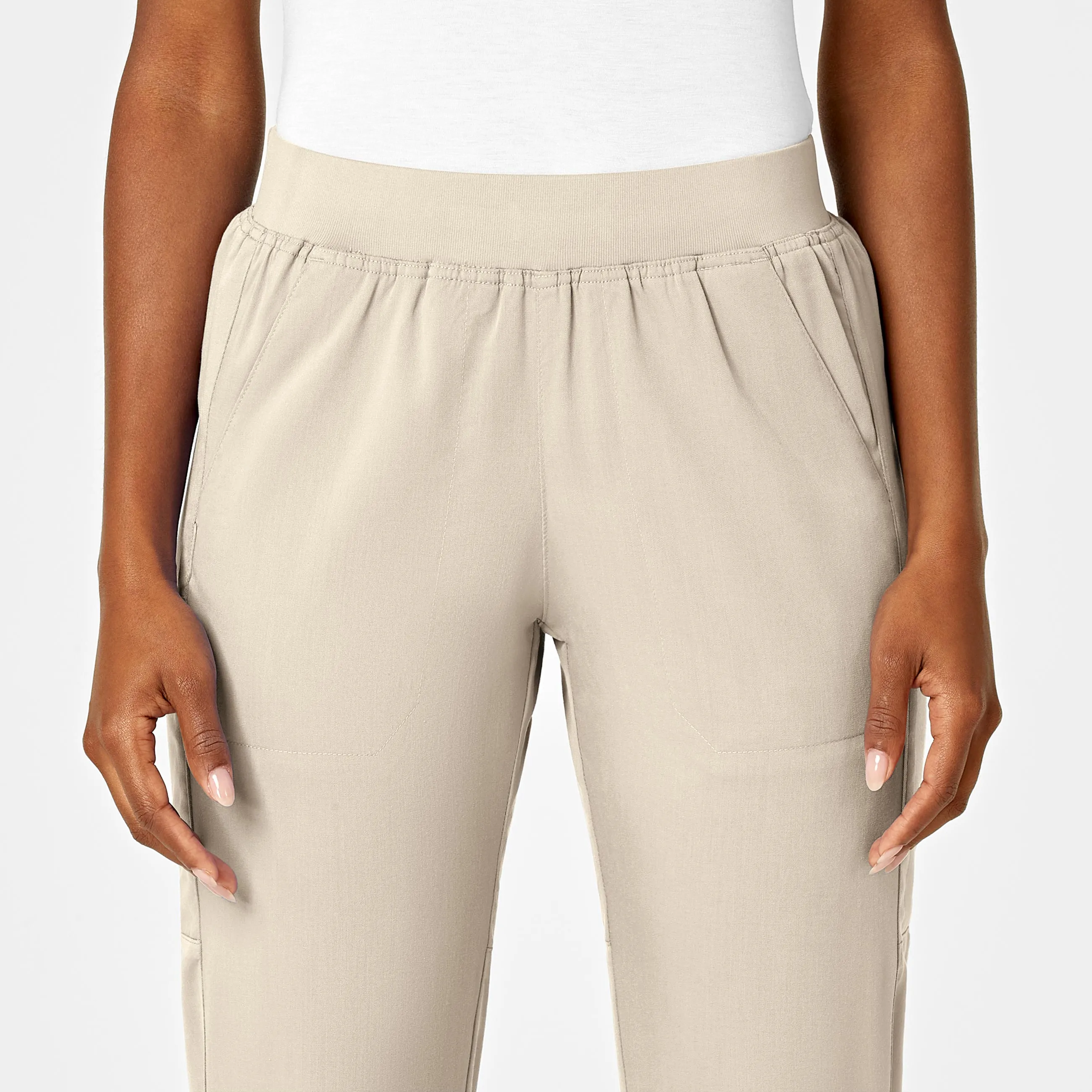 PRO Women's Knit Waist Cargo Scrub Pant - Khaki