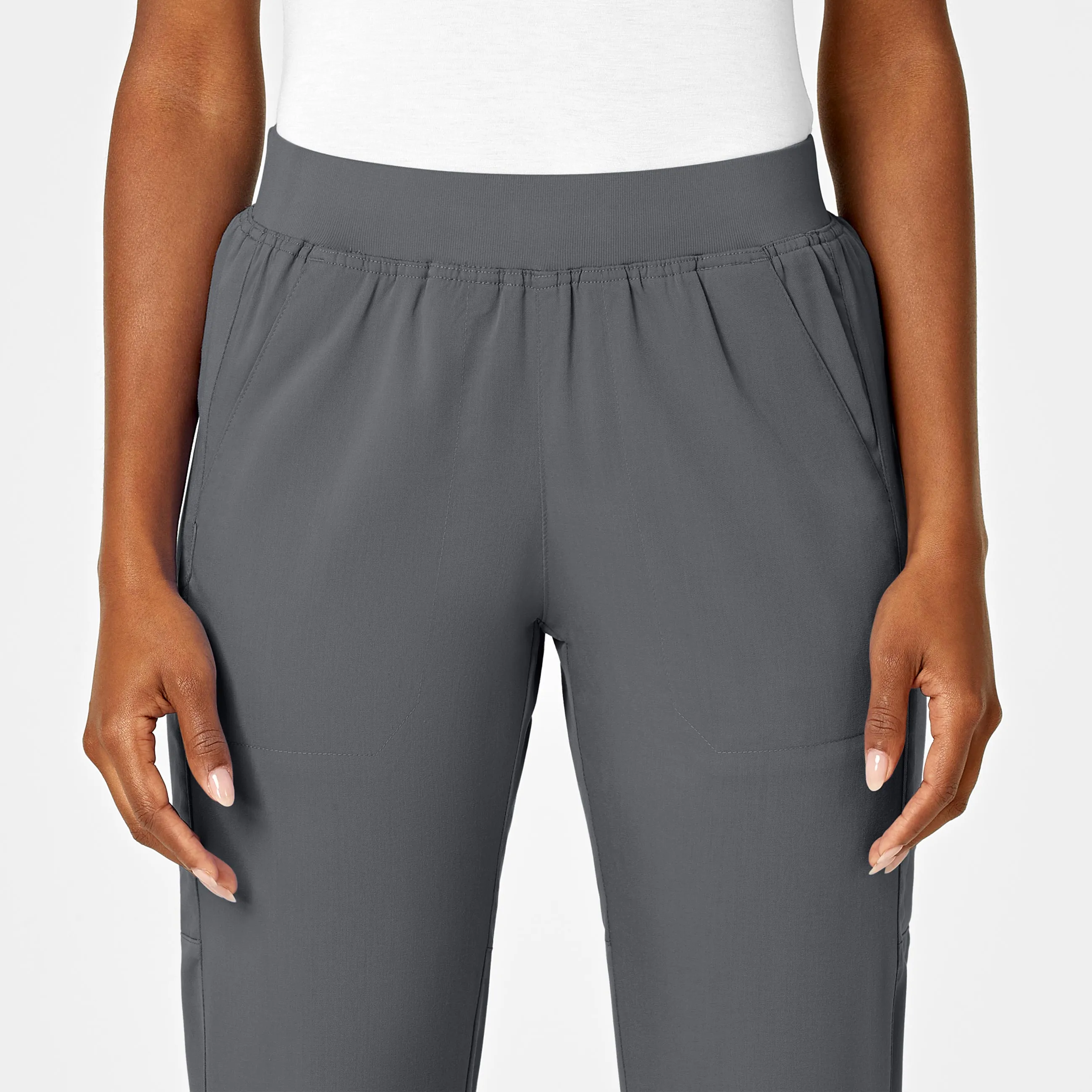 PRO Women's Knit Waist Cargo Scrub Pant - Pewter