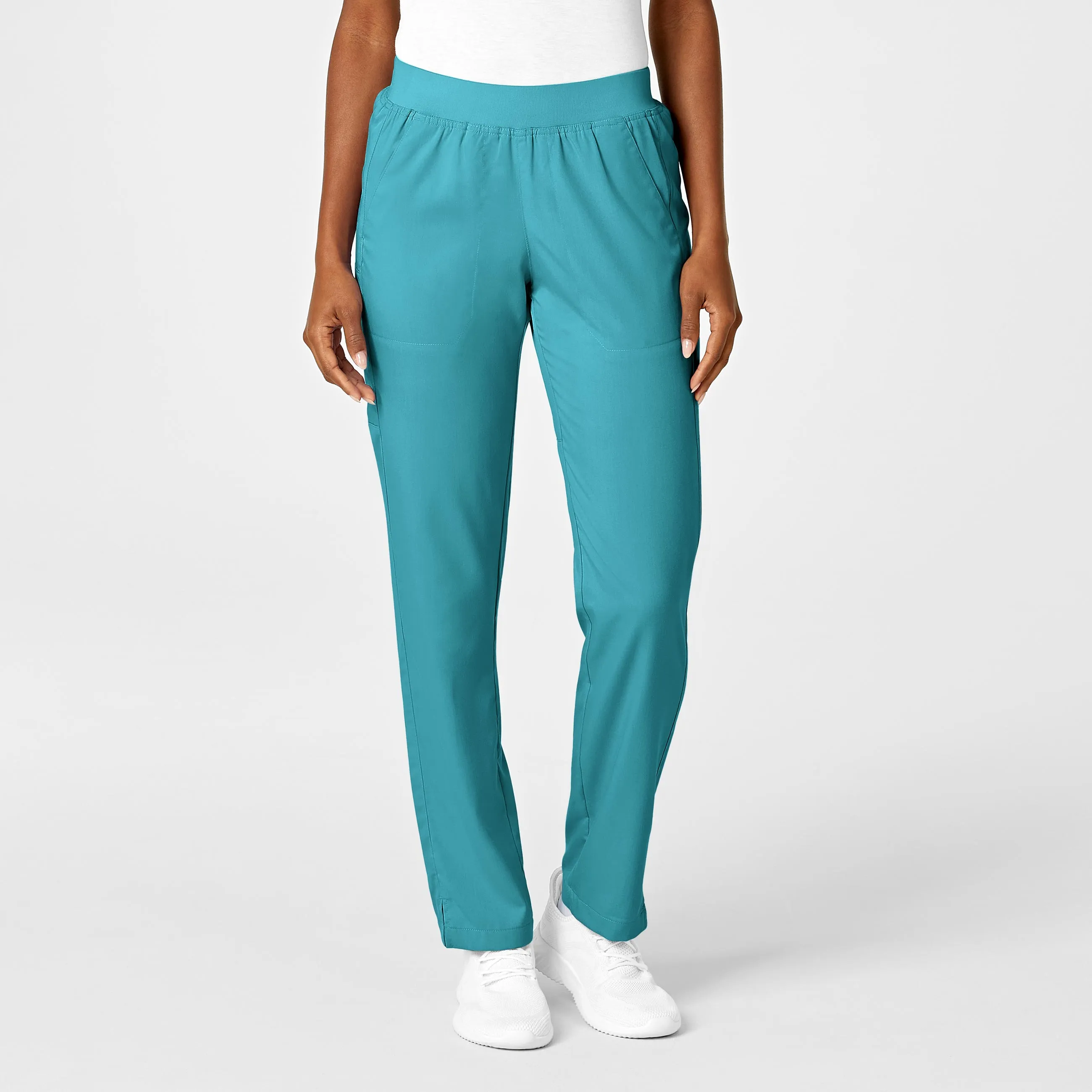 PRO Women's Knit Waist Cargo Scrub Pant - Teal Blue