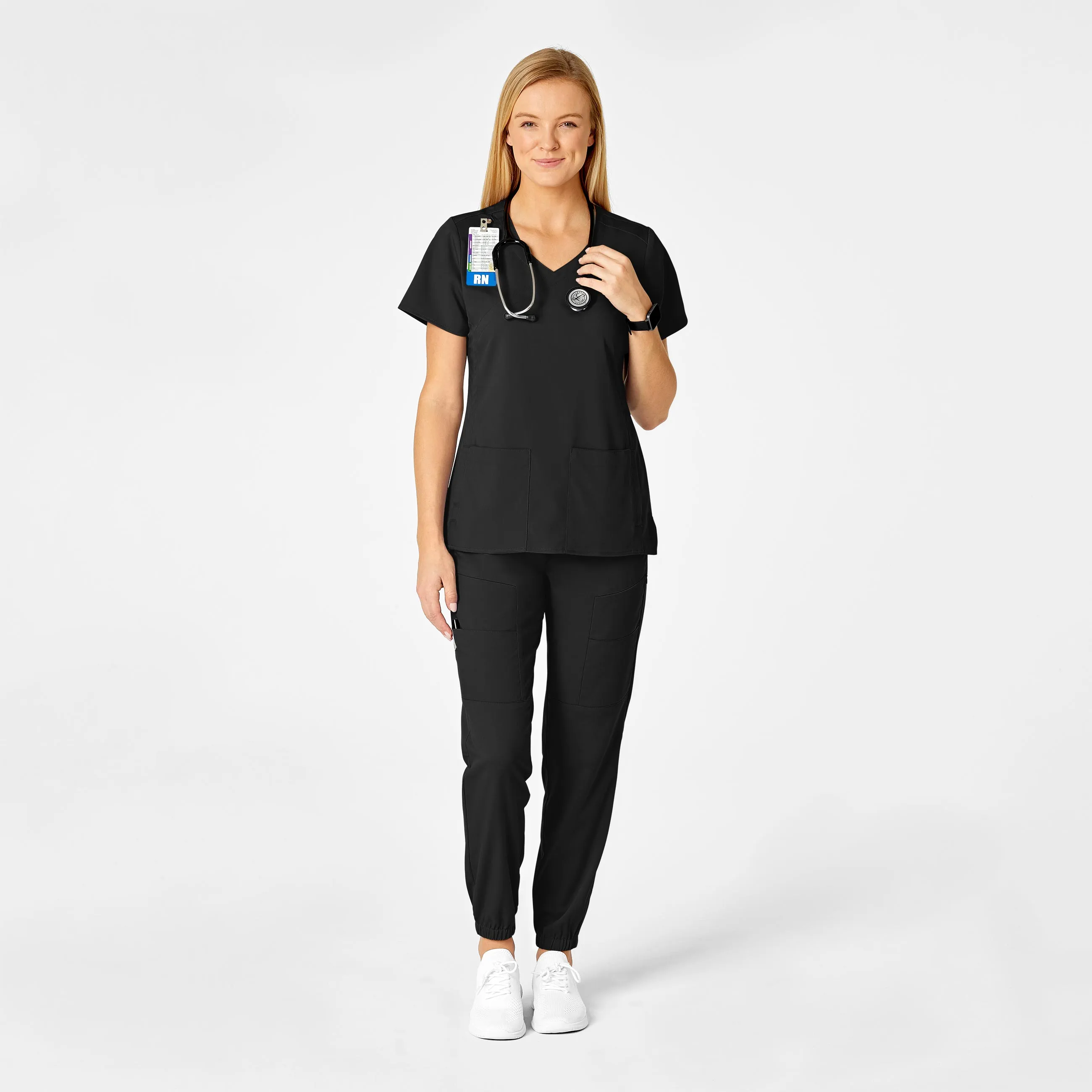 PRO Women's Slim Cargo Jogger Scrub Pant - Black